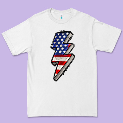 American Lightning Bold 4th Of July Premium Tee Designed By Cowgirlartshop