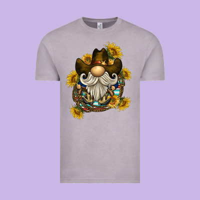Cowboy Gnome Sunflower Rope Vintage Tee Designed By Barkaloodesign