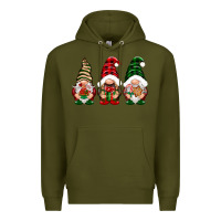 Army Green Christmas gnomes Premium Hoodie - NancyCooperArtShop
