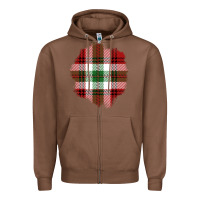 Chestnut Christmas Tartan Patch Zipper Hoodie - BundleAndBundleShop