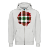 Dove Grey Christmas Tartan Patch Zipper Hoodie - BundleAndBundleShop