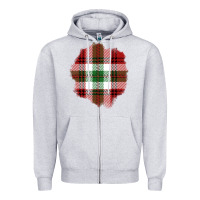 Heather Grey Christmas Tartan Patch Zipper Hoodie - BundleAndBundleShop