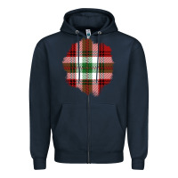 Navy Christmas Tartan Patch Zipper Hoodie - BundleAndBundleShop