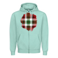 Seafoam Christmas Tartan Patch Zipper Hoodie - BundleAndBundleShop
