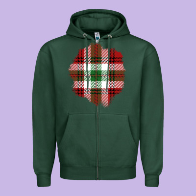 Christmas Tartan Patch Zipper Hoodie Designed By Bundleandbundleshop