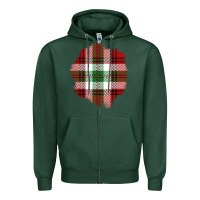 Sports Green Christmas Tartan Patch Zipper Hoodie - BundleAndBundleShop