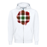 White Christmas Tartan Patch Zipper Hoodie - BundleAndBundleShop