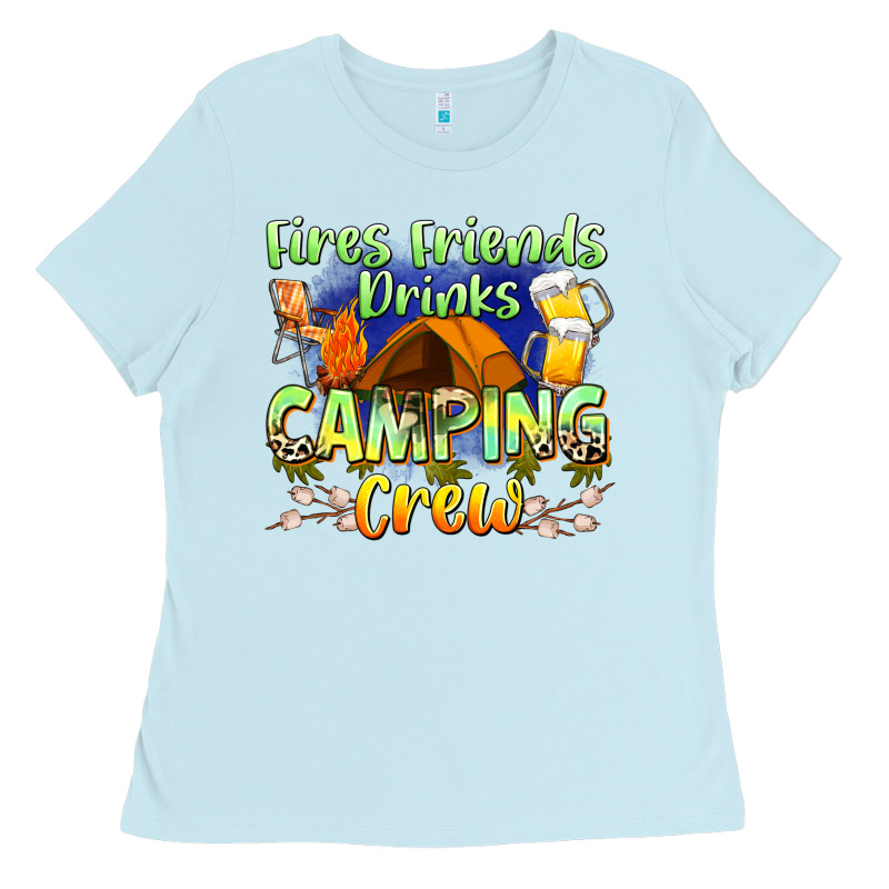 Fires Friends Drinks Camping Crew Ladies Tee by Zillion Design Studio | Teevron
