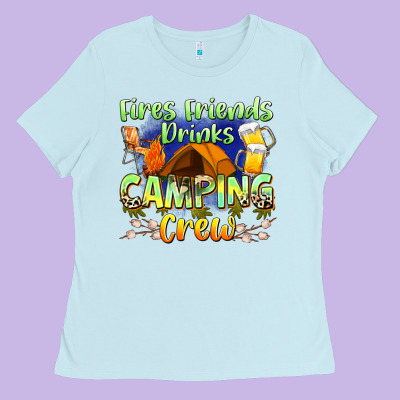 Fires Friends Drinks Camping Crew Ladies Tee Designed By Zillion Design Studio