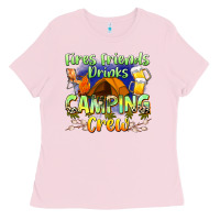 Bubblegum Pink fires friends drinks camping crew Ladies Tee - Zillion Design Studio