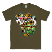 Army Green Cowhide Michigan map Classic Tee - RanaPortraitStore