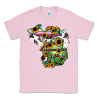 Bubblegum Pink Cowhide Michigan map Classic Tee - RanaPortraitStore