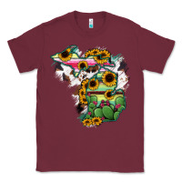 Burgundy Cowhide Michigan map Classic Tee - RanaPortraitStore