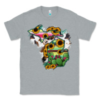 Heather Grey Cowhide Michigan map Classic Tee - RanaPortraitStore