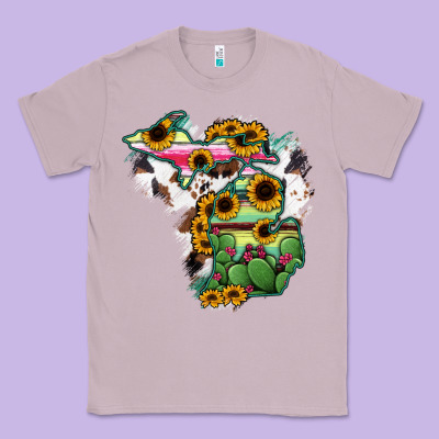 Cowhide Michigan Map Classic Tee Designed By Ranaportraitstore