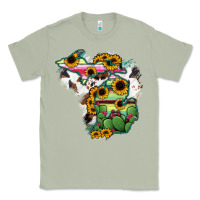 Matcha Cowhide Michigan map Classic Tee - RanaPortraitStore