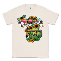 Natural Cowhide Michigan map Classic Tee - RanaPortraitStore