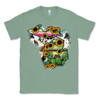Sage Cowhide Michigan map Classic Tee - RanaPortraitStore