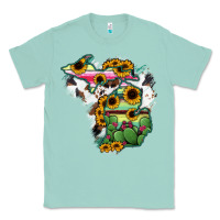 Seafoam Cowhide Michigan map Classic Tee - RanaPortraitStore