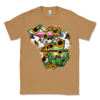Toasted Coconut Cowhide Michigan map Classic Tee - RanaPortraitStore