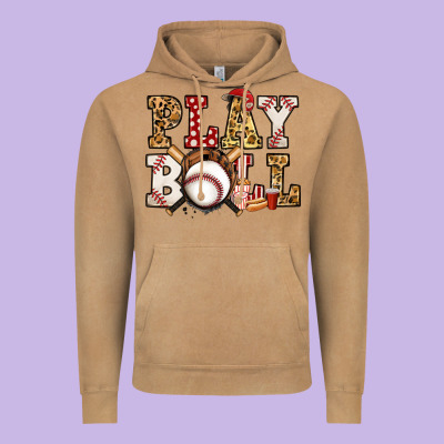 Baseball Play Ball Vintage Hoodie Designed By Jasminsmagicworld
