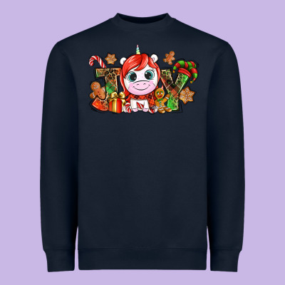Joy Unicorn Christmas Heavyweight Sweatshirt Designed By Nancycooperartshop