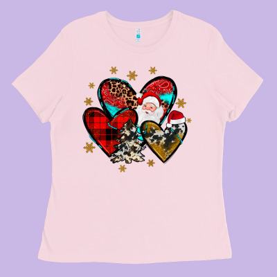 Heart  Wood Slice Ornament Ladies Tee Designed By Jahusdesignshop