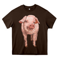 Chocolate Brown pig Heavy Core Tee - RanaPortraitStore