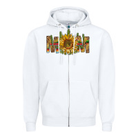 White Western Mom With Sunflower Zipper Hoodie - BundleAndBundleShop