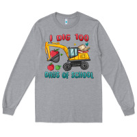Heather Grey i dig 100 days of school excavator Long Sleeve Tee - MaliasSmallBusiness