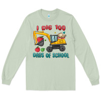 Matcha i dig 100 days of school excavator Long Sleeve Tee - MaliasSmallBusiness