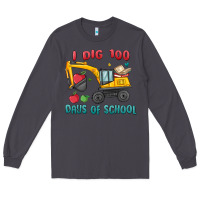 Smoke i dig 100 days of school excavator Long Sleeve Tee - MaliasSmallBusiness