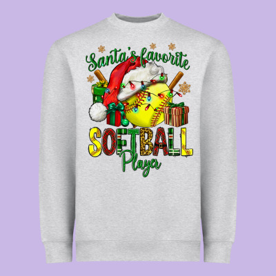 Santa's Favorite Softball Player Heavyweight Sweatshirt Designed By Nancycooperartshop