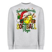 Heather Grey Santa's Favorite Softball player Heavyweight Sweatshirt - NancyCooperArtShop