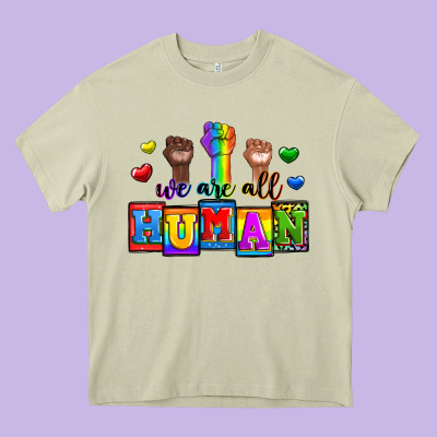 We Are All Human Heavy Core Tee Designed By Zillion Design Studio