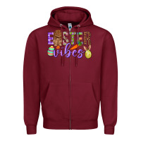 Burgundy Easter Vibes Zipper Hoodie - BundleAndBundleShop