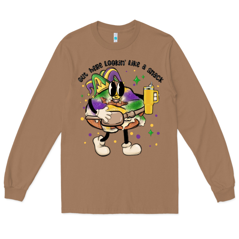 Out Here Lookin Like A Snack King Cake Mardi Gras Long Sleeve Tee by MaliasSmallBusiness | Teevron
