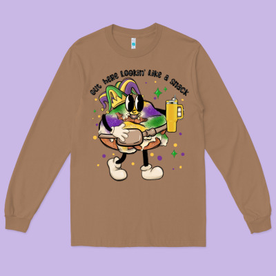 Out Here Lookin Like A Snack King Cake Mardi Gras Long Sleeve Tee Designed By Maliassmallbusiness