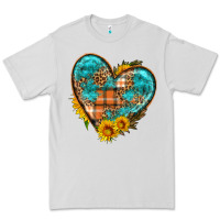 Dove Grey fall pattern heart with sunflower Premium Tee - HRA Design Shop