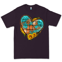 Plum fall pattern heart with sunflower Premium Tee - HRA Design Shop