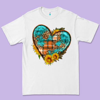 Fall Pattern Heart With Sunflower Premium Tee Designed By Hra Design Shop
