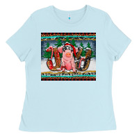 Baby Blue joy pig Ladies Tee - RanaPortraitStore
