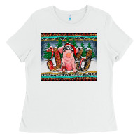 White joy pig Ladies Tee - RanaPortraitStore
