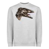 Heather Grey Deinonychus Face Heavyweight Sweatshirt - LillyAllenDesigns
