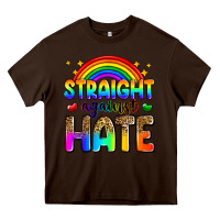 Chocolate Brown straight against hate Heavy Core Tee - Zillion Design Studio