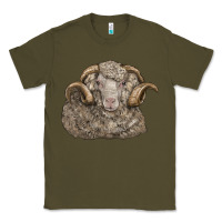 Army Green merino wool sheep head Classic Tee - LillyAllenDesigns