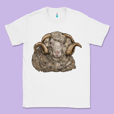 Merino Wool Sheep Head Classic Tee Designed By Lillyallendesigns