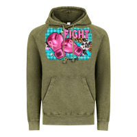 Vintage Olive fight with boxing gloves and cancer ribbon Vintage Hoodie - AdoDesignShop