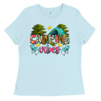 Baby Blue camping vibes Ladies Tee - Zillion Design Studio