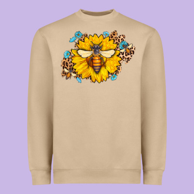 Bee Sunflower Leopard Heavyweight Sweatshirt Designed By Jasminsmagicworld
